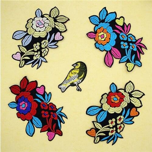 Fabric Embroidered Bird Flower Patch Clothes Sticker Bag Sew Iron On Applique DIY Apparel Sewing Clothing Accessories BU116