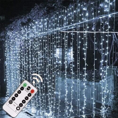 Large Size 3-9M Curtain Lights Outdoor Christmas Garland Window Curtain Lights for Wedding Garden Patio 900LED String Lights