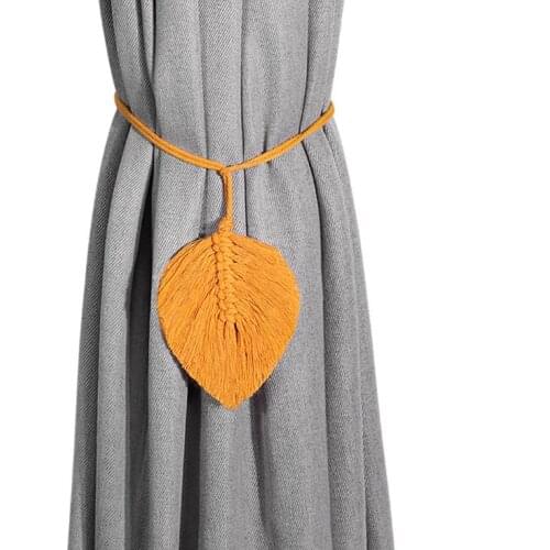 Curtain Tiebacks Macrame Leaf Feather Shaped Handmade Braided Ropes Tassel Curtains Clip Holdbacks Home Decoration 10pcs/lot