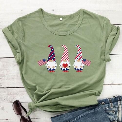 American flag Gnomies womens T-shirt Independence Day Shirt Harajuku style women fashion grunge vintage aesthetic Tee top