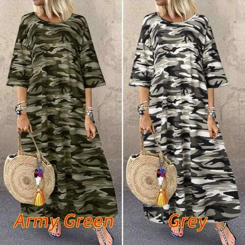 Large size autumn and winter outfit female fat mm camouflage dress long skirt Europe and the United States
