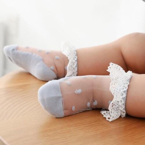 1 Pair Baby Socks Solid Color Skin Friendly Breathable Infant Girls Skin Friendly Lace Sock Princess Supplies Summer Daily Wear