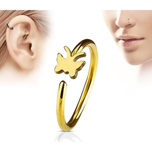 1Pcs Stainless Steel Nose rings Piercing Body Jewelry Nose Hoop Nostril Ear Bone Nail Tiny Butterfly Helix Cartilage Tragus Ring