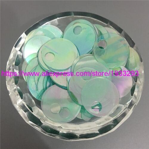 200pcs 5mm&19MM Brilliant Transparet Mint Green PVC round loose sequins Paillettes sewing sequin for Wedding decoration craft