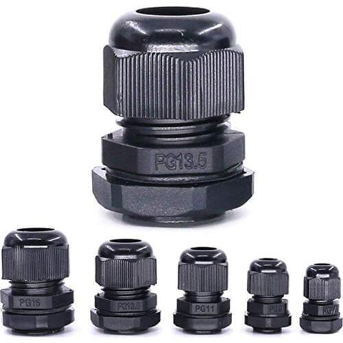 30 Pcs Nylon Plastic Waterproof Adjustable 3.5-13mm Cable Glands Joints Cable Gland - PG7, PG9, PG11, PG13.5, PG16