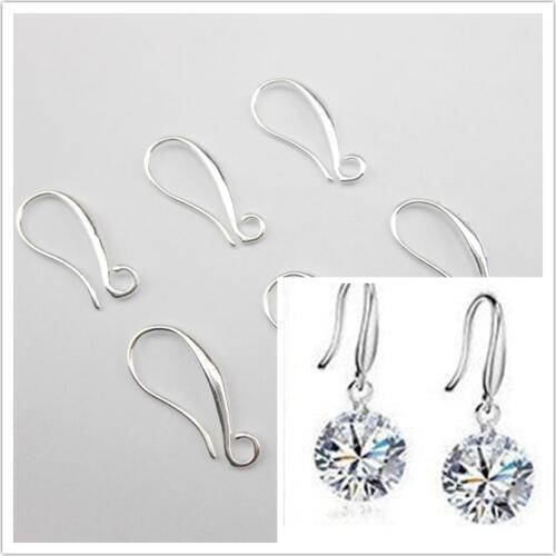50PCS Free Quick Shipping Hot Jewelery Accessories 925 Silver Hook Earrings Pinch Smooth Ear Earrings Connector Ladies Gifts
