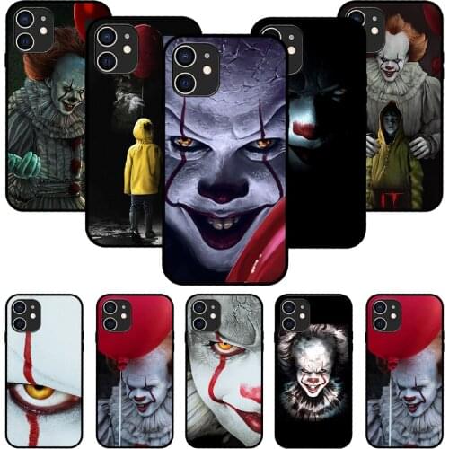 For iPhone 11 12 8 Plus Mini Pro X XR XS Max 4 5 7 6 6S 8 SE Phone Case Black Cover Hoesjes Stephen Kings It Horror clown