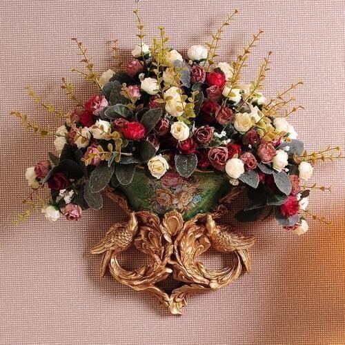 Europe Home Wall Mural Decoration Accessories Wall Resin Bird Hanging Vase Pendant Wall ArtificialFlower Pot Livingroom Ornament