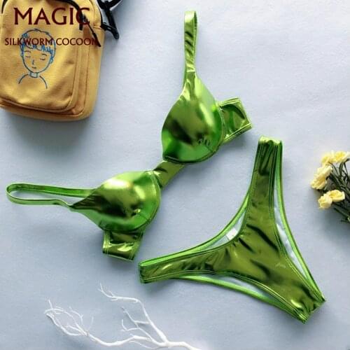 Bikini Set Bright Green Low Waist Swimwear Beachwear Bathing Suit Womens Swimsuits Ladies Swimming Suit Eye-catching Beachwears