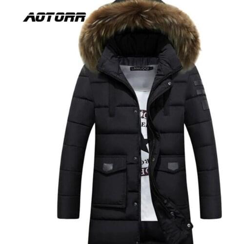 Winter Fleece Jacket Parka Coat Men Long Cotton Jacket Fur Hooded Windbreaker Mens Outwear Thick Warm Bomber Military Overcoat