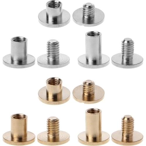 10 Pairs Brass Chicago Screws Posts Belt Button for Leather Bookbinding Crafts