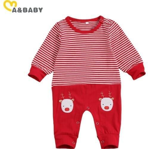 Ma&Baby 0-18M Christmas Infant Toddler Newborn Boy Girl Jumpsuit Cartoon Deer Long Sleeve Romper Xmas Autumn Baby Clothes