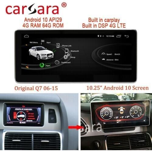 10.25" Android monitor for Audi Q7 2006 to 2015 left hand driving touch screen GPS Navigation multimedia player