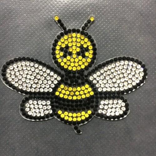 New Arrival 3D Rhinestones Beaded Insect Bee Iron on Patches for Clothes Hot Melt Crystal Bug Appllique Patch DIY Stickers 3 PCS