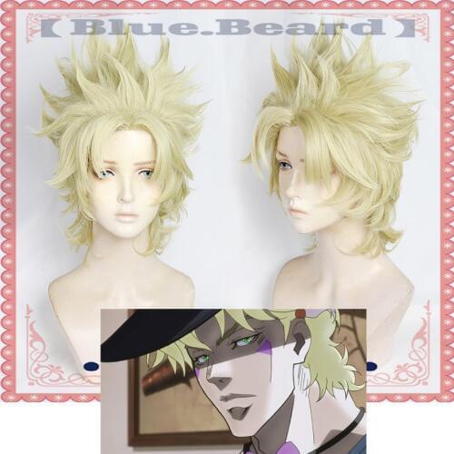 New Arrival Jojos Bizarre Adventure Caesar Anthonio Zeppeli Feather Heat Resistant Cosplay Halloween Hair Wigs + Wig Cap