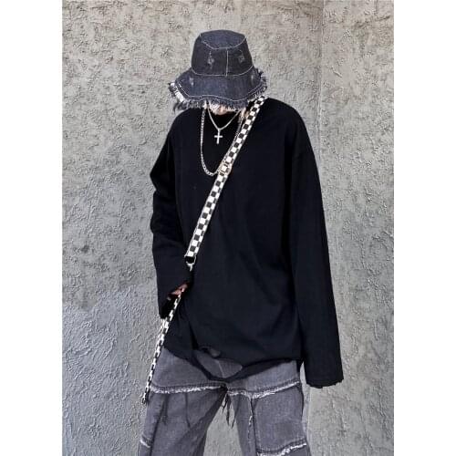 Spring new products Long-sleeved T-shirt Korean version of ins casual top loose large size trend simple bottoming shirt male SH7