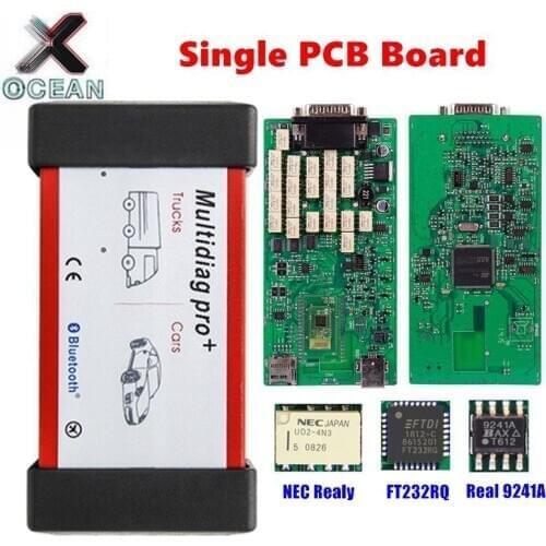 Single Green PCB board TCS PRO real 9241A Chip multidiag pro V2016R1 NEC Relay DS150cdp TCS FT232RQ OBD2 car Scanner