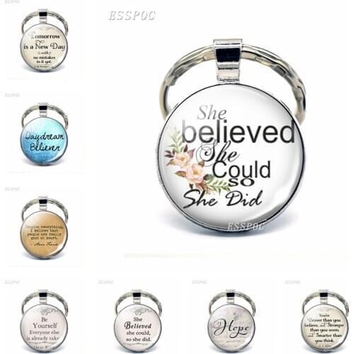 She Believed She Could So She Did Car keychain Pendant Jewelry Quote Girl Birthday Graduation Inspirational Gifts Key Rings