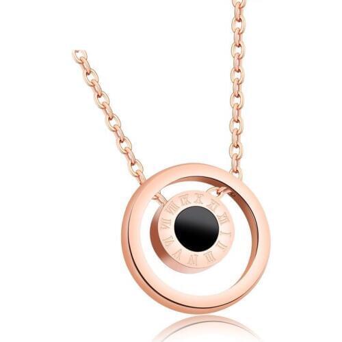 Hot Sale Black White Double Face Shell Round Rose Gold Color / Gold Color / Silver Color Stainless Steel Necklace