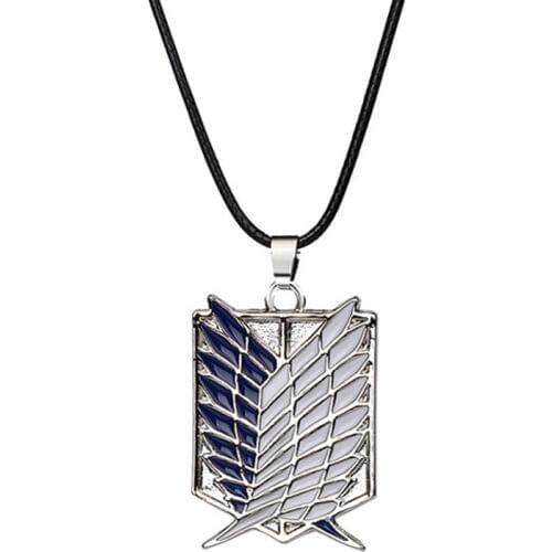 Alloy Necklace Anime Attack on Titan Necklace Wings of Liberty Shingeki No Kyojin Leather Chain Gold Silver Pendant Accessories