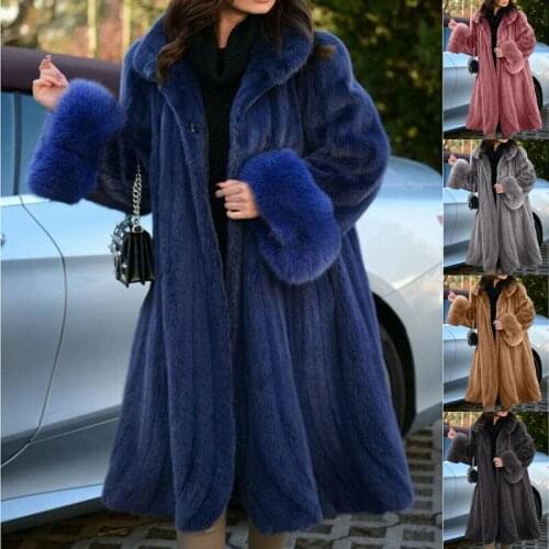 KALENMOS Faux Fur Coat Women Turn Collar Long Sleeve Streetwear Fashion Winter Clothing Woman Winter Coats and Jackets Plus Size