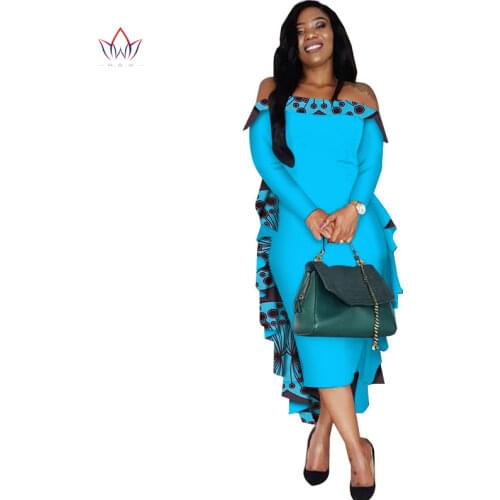 Off Shoulder Long Sleeve Dresses for Women Party Wedding Casual Date Dashiki African Women Dresses African Dresses Women WY4878