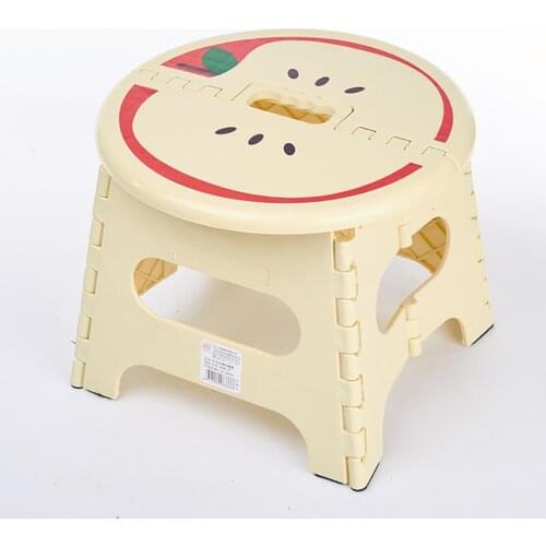 Folding Step Stool with Fruit Pattern Surface, Foldable Step Stool for Adults and Kids, Large / Small, Plastic Stool for Home