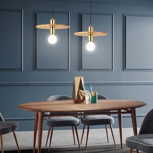 Modern Gold Iron Kitchen Island Pendent Lights Nordic Wooden Living Room Decor Bedroom Lamp Bar Cafe Dining Room Light Fixture