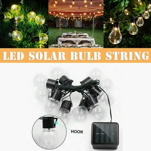 Solar Powered LED Bulb String Lights For Outdoor Garden Lawn Atmosphere Decoration Light Chain 10/20 Pcs Waterproof Wall Light
