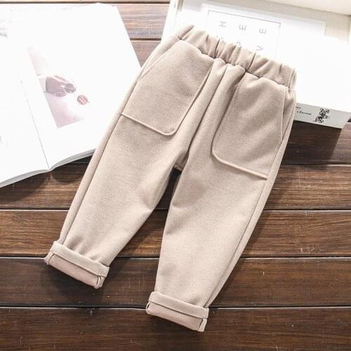 Loose Warm Harem Woolen Pants Girl Autumn Winter Thick Woolen Pant Kid Straight High Waist Trouses For Girls Woolen Fabric Pants