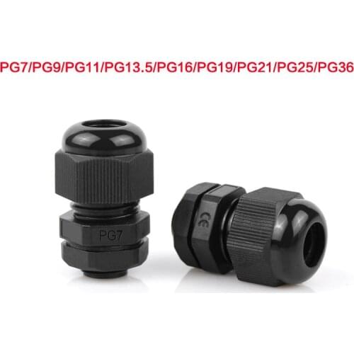 10PCS PG Type Waterproof Connector Flame Retardant Sealed Fixed Wire Nylon Plastic Cable Gland IP68 PG7/PG9/PG11/PG16/PG25/PG36