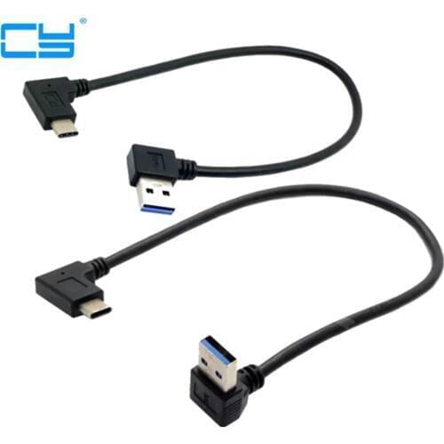 30cm USB 3.1 Type C USB-C Angled to UP& Down& Left& Right Angled 90 Degree A Male Data Cable for Macbook & Tablet & Mobile Phone