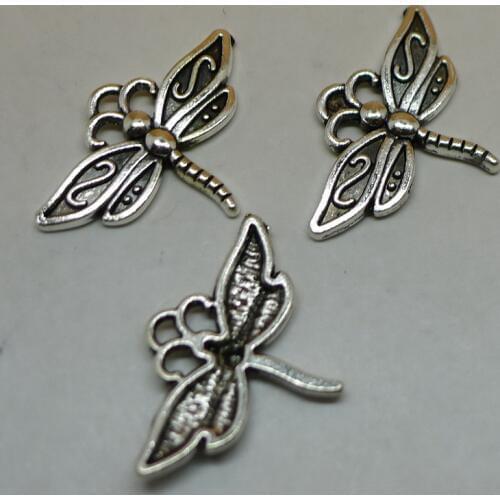 Nevstop 200Pcs/lot Vintage Silver Sweet Dragonfly Charms 16x22mm Tiny Insect Pendant Charms Jewelry Findings