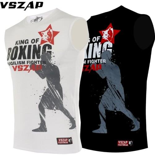 VSZAP MMA Fitness Sleeveless Kick Boxing jerseys tiger muay thai jiu jitsu t shirt mma rashguard boxing Fitness Gym Shirts