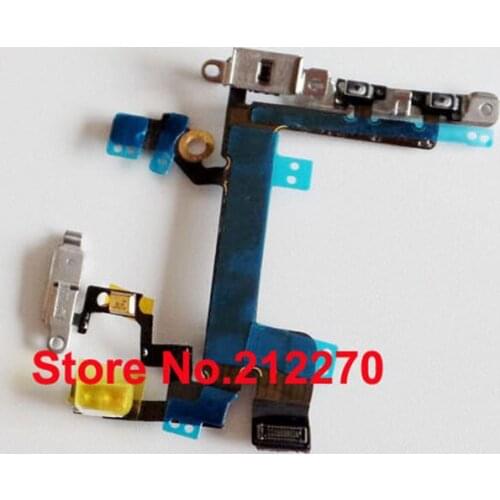 YUYOND 50pcs/lot Power Mute Volume Button Switch Connector Flex Cable Ribbon With Metal Bracket For iPhone 5S Wholesale