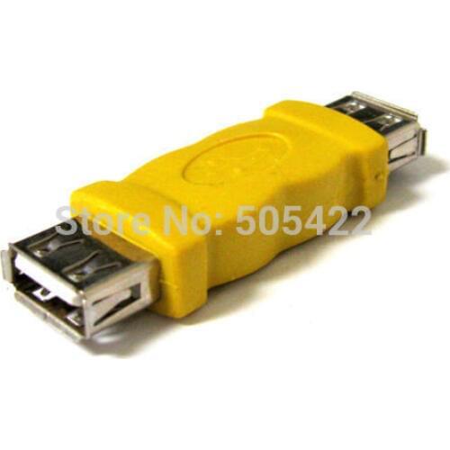 Yellow USB 2.0 A Female to USB Female Coupler Connector Adapter 200pcs/lot