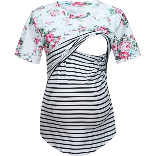 Women Maternity Mom T-shirt Nursing Baby Pregnancy Breastfeeding Floral Tops Maternity Clothes Breastfeeding Ropa Embarazada