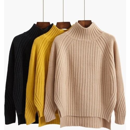 2019 autumn and winter Korean loose shirt half turtleneck sweater female long-sleeved pullover sweater xhy001
