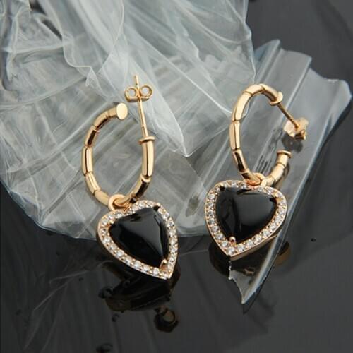 Silvology 925 Sterling Silver Black Agate Heart Stud Earrings Original Design Light Luxury Earrings for Women Festival Jewelry