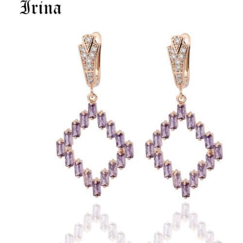 Irina Korean Version Of The Lady Hanging Drop Earrings 585 Rose Gold Luxury Bright and Attractive Party Earrings For Women