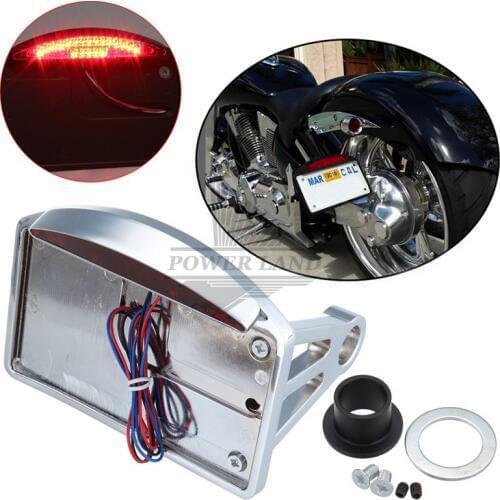 1" 3/4" Chrome Aluminum Back Axle Side Mount License Plate Holder LED Tail Brake Light Frame Bracket For Harley Customs Choppers