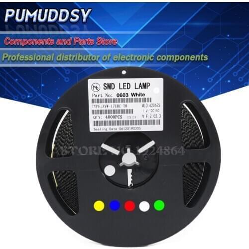 1Reel 4000PCS 0603 SMD LED diodes light Yellow Red Green Blue White new and