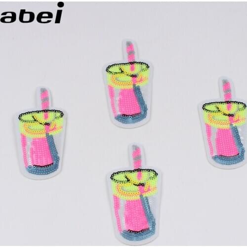 10pcs/lot Sequined Patch for Clothing Iron on Embroidered Sewing Applique Cute Sew On Fabric Badge DIY Apparel Accessories