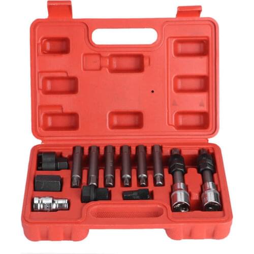 13Pcs/Set Alternator Freewheel Pulley Removal Socket Bit Garage Service Tool Kits Fit for Ford
