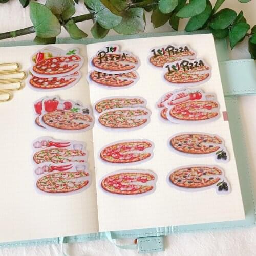 18pcs Handbook Material Pizza Stickers Cute Snack Goods Paper stationery sticker Diary Album pegatinas stikers