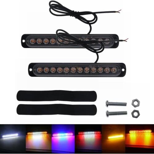 2pcs 12V/24V car 12LED Strobe Warning Light Bar Flashing Truck Hazard Beaco Emergency Police Auto lamp Amber white red blue