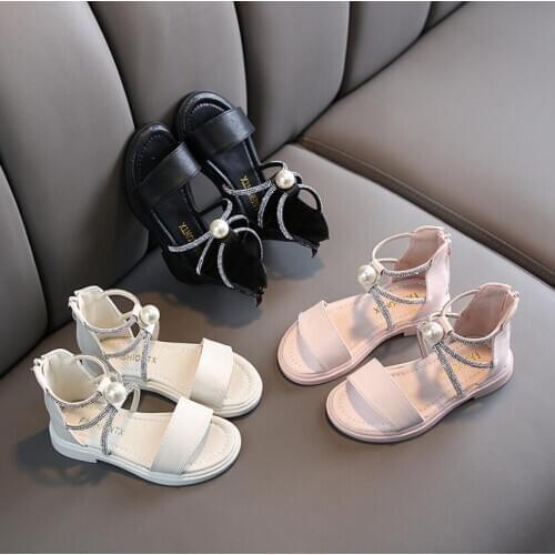 2020 Summer Girls Leather Shoes Flat Bottom Kids Beach Sandals Cute Princess Baby Toddler Shoes Casual Children Sports Shoes