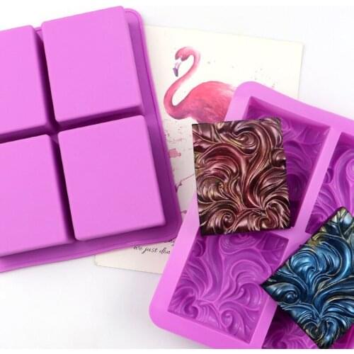 4 Cavity Square Wave Flower Silicone Cake Mold for DIY Soap Chocolate Ice Cream Bread Dessert Pastry Bakeware Decorating Tools
