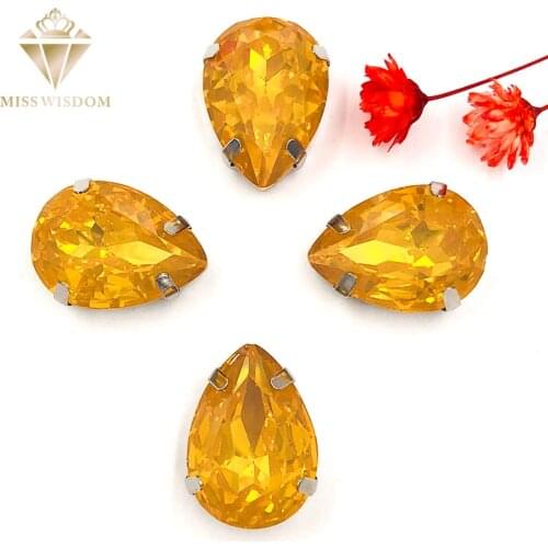 Hot sale Matt apricot opal teardrop sew on rhinestones with claw flatback Resin loose rhinestones DIY garment Accessories