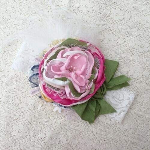 Free Shipping Big Burned Flower Girl Headband Kids Hair Accessories Photo Prop
